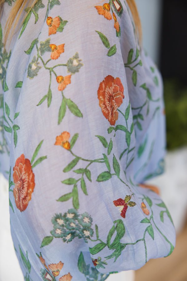 The Elise Floral Button Top - Simply Polished Boutique