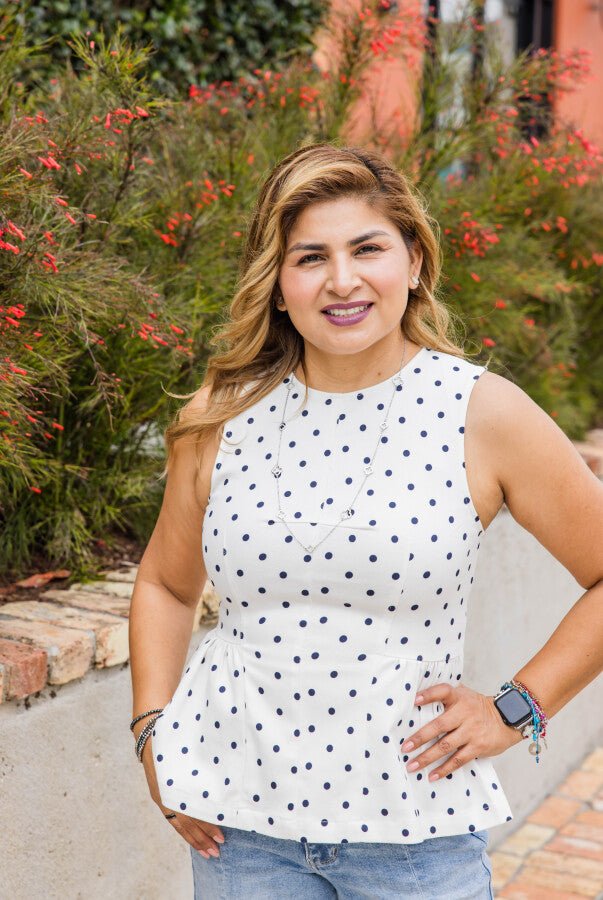 The Marlowe Dot Peplum Top - Simply Polished Boutique