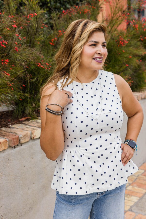 The Marlowe Dot Peplum Top - Simply Polished Boutique