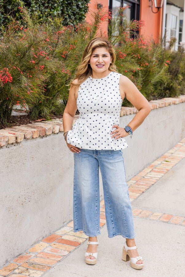The Marlowe Dot Peplum Top - Simply Polished Boutique