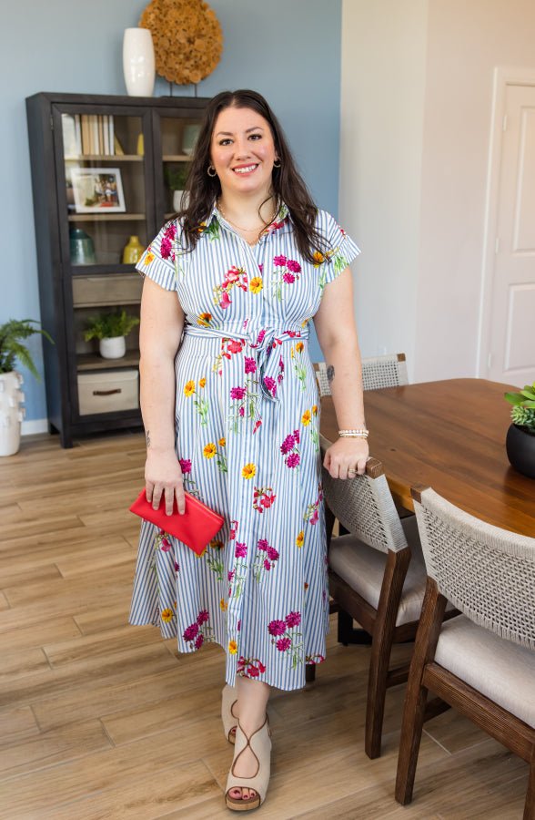 The Natalie Tie - Waist Shirt Dress - Simply Polished Boutique