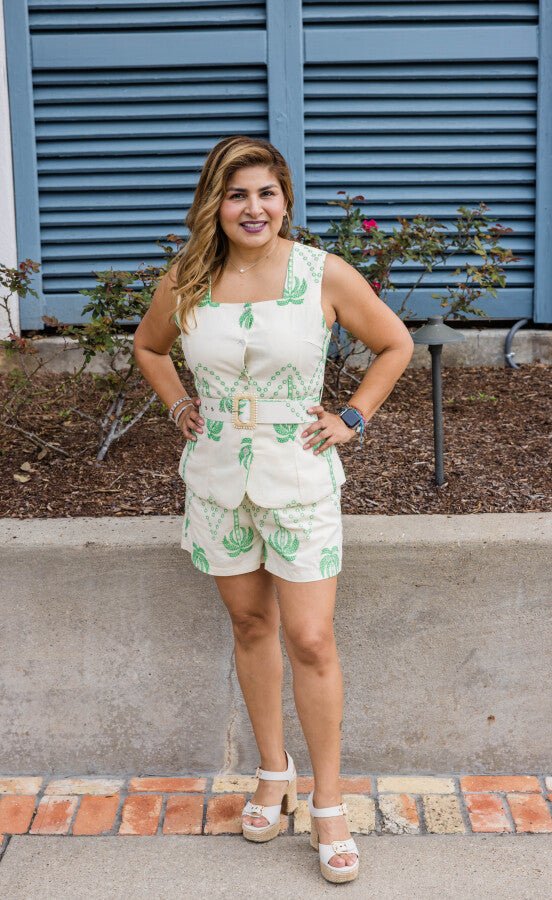 The Palm Grove Chic Belted Top - Simply Polished Boutique