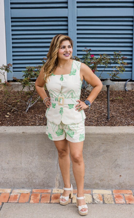 The Palm Grove Belted Top - Simply Polished Boutique