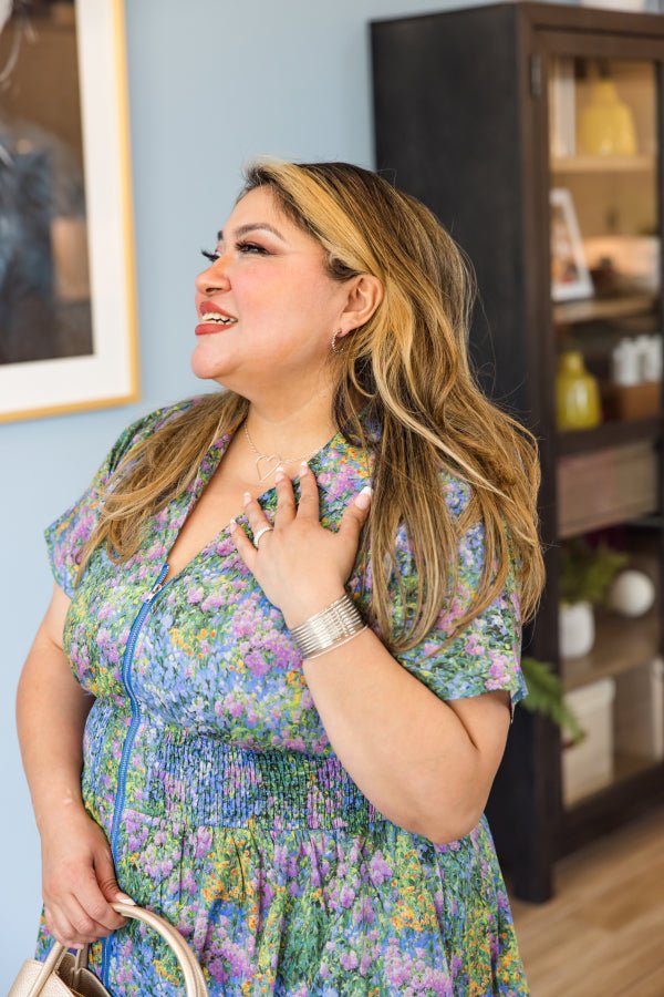 The Palmer Zip Floral Dress - Simply Polished Boutique