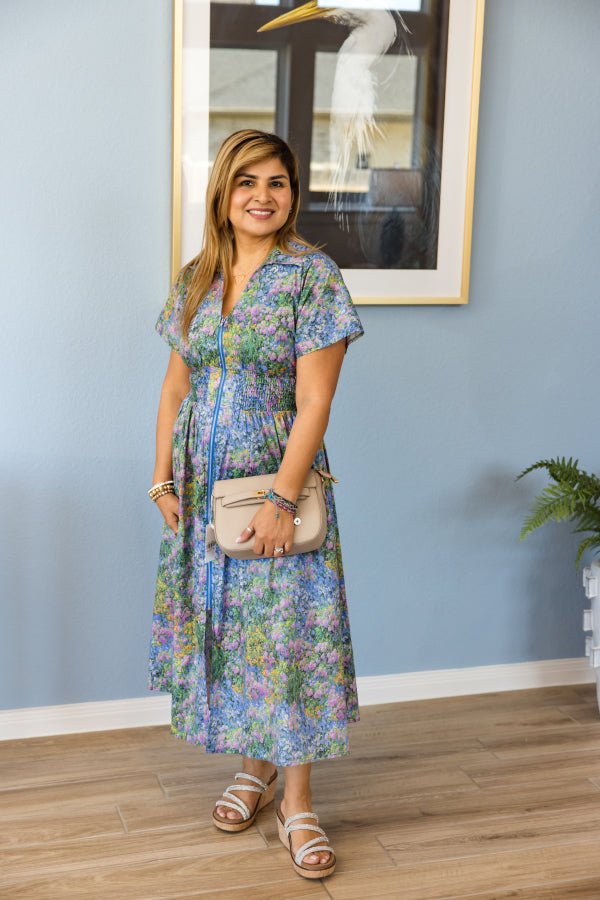 The Palmer Zip Floral Dress - Simply Polished Boutique