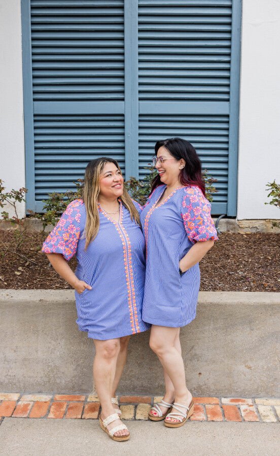 The Positano Stripe Embroidered Dress - Simply Polished Boutique