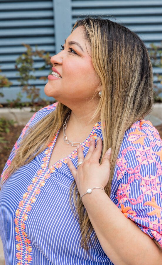 The Positano Stripe Embroidered Dress - Simply Polished Boutique