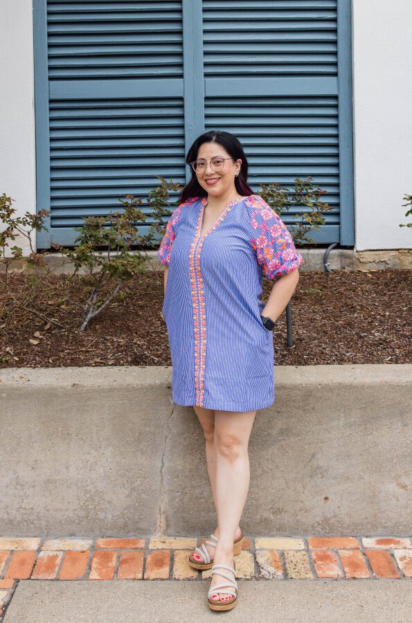 The Positano Stripe Embroidered Dress - Simply Polished Boutique