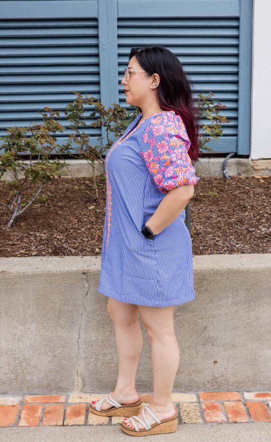 The Positano Stripe Embroidered Dress - Simply Polished Boutique