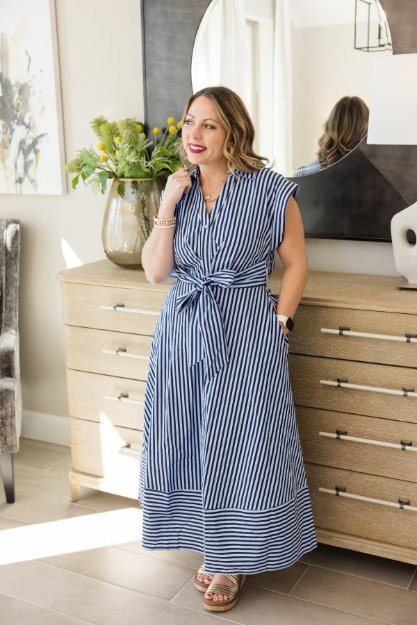 The Sutton Stripe Dress - Simply Polished Boutique