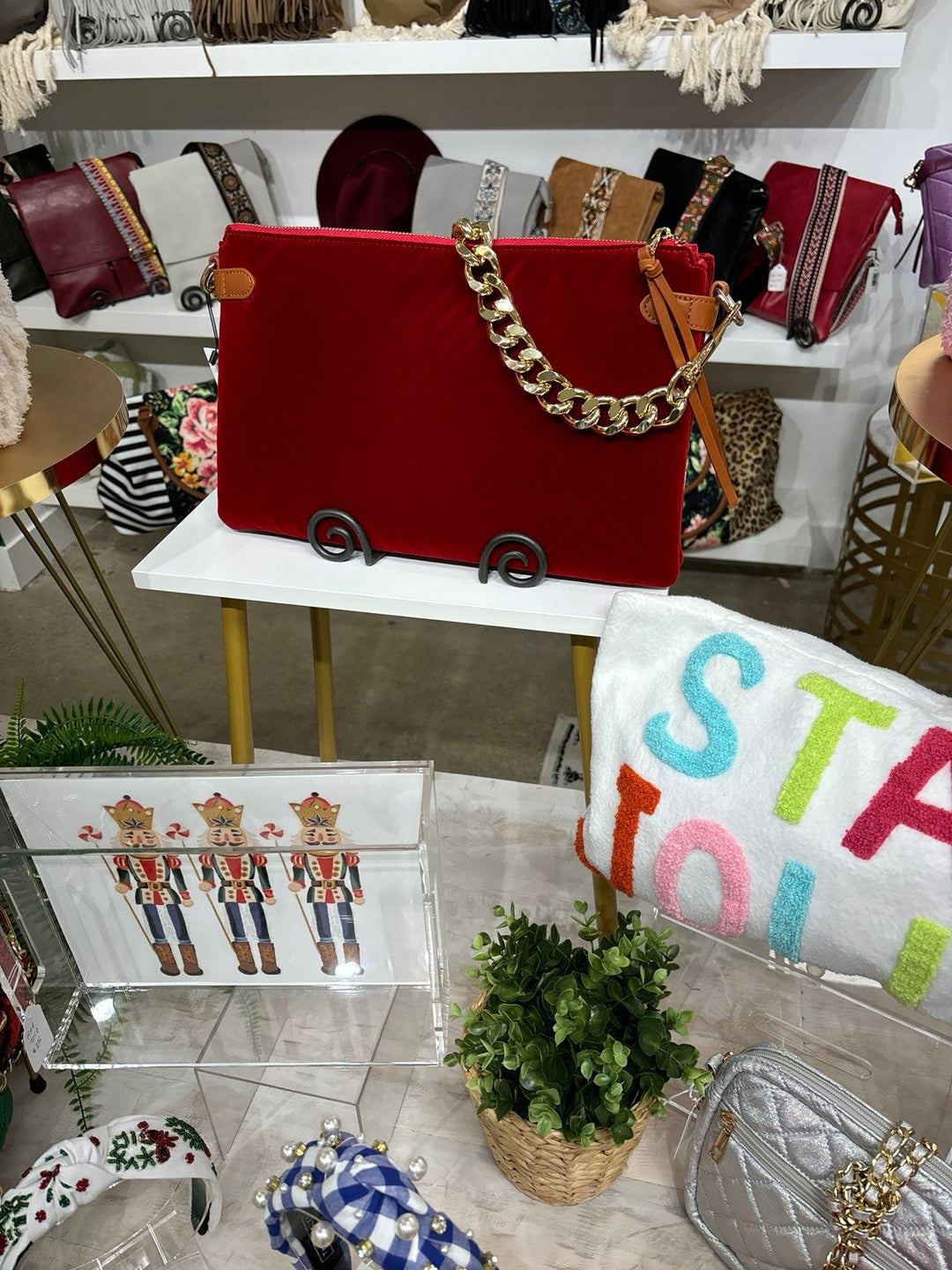 Velvet Envelope Bag with Gold Chain - Simply Polished Boutique