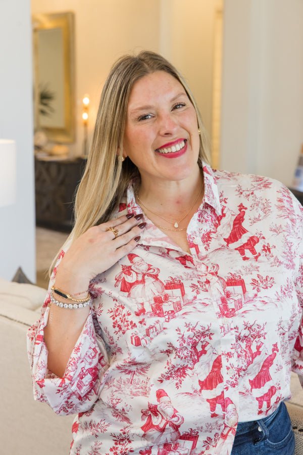Vintage Santa Toile Top - Simply Polished Boutique