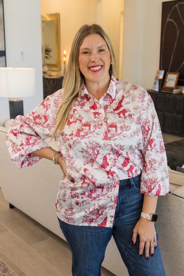 Vintage Santa Toile Top - Simply Polished Boutique