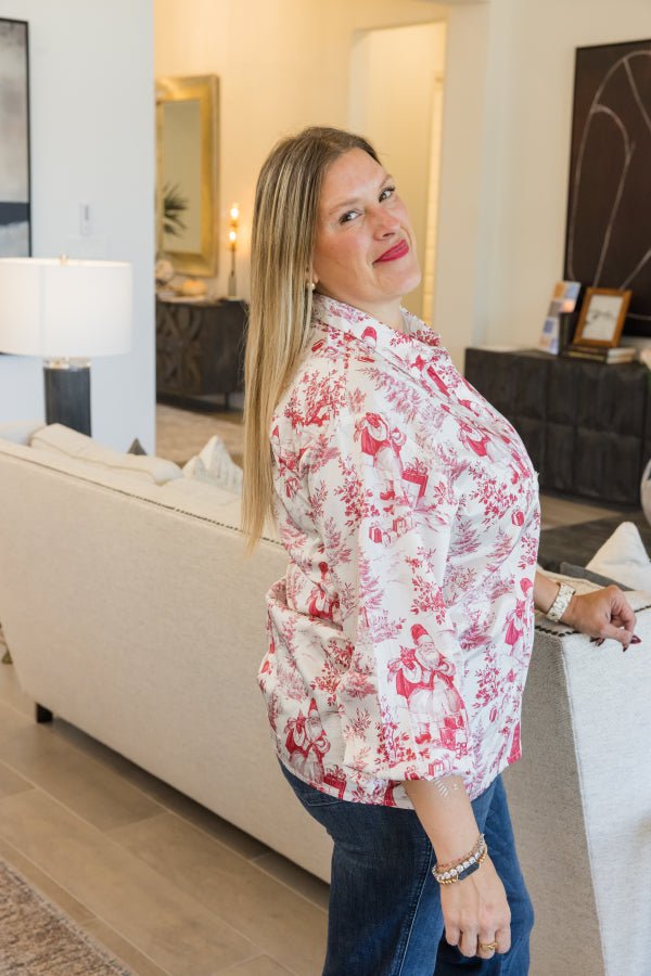 Vintage Santa Toile Top - Simply Polished Boutique