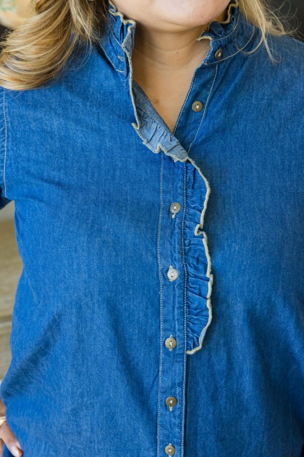Western Grace Denim Blouse - Simply Polished Boutique