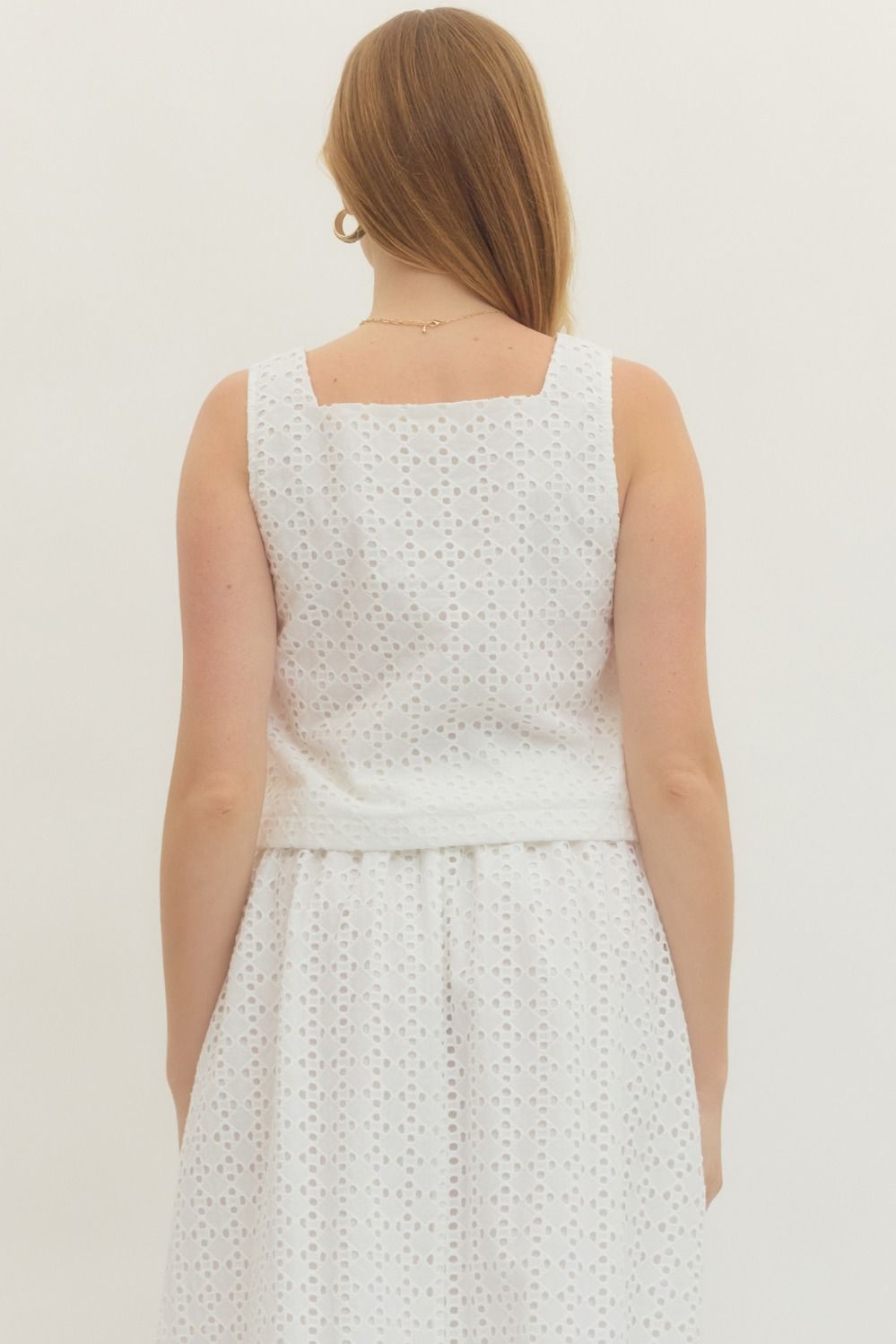 White Eyelet Elegance Button Front Top - Simply Polished Boutique