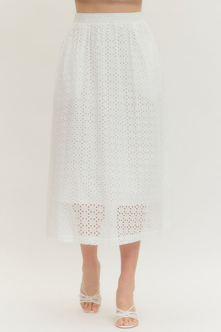 White Eyelet Elegance Skirt - Simply Polished Boutique