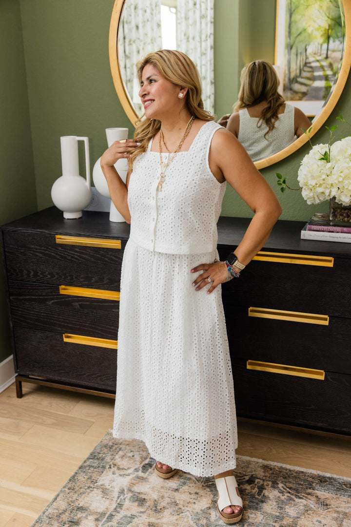 White Eyelet Elegance Skirt - Simply Polished Boutique