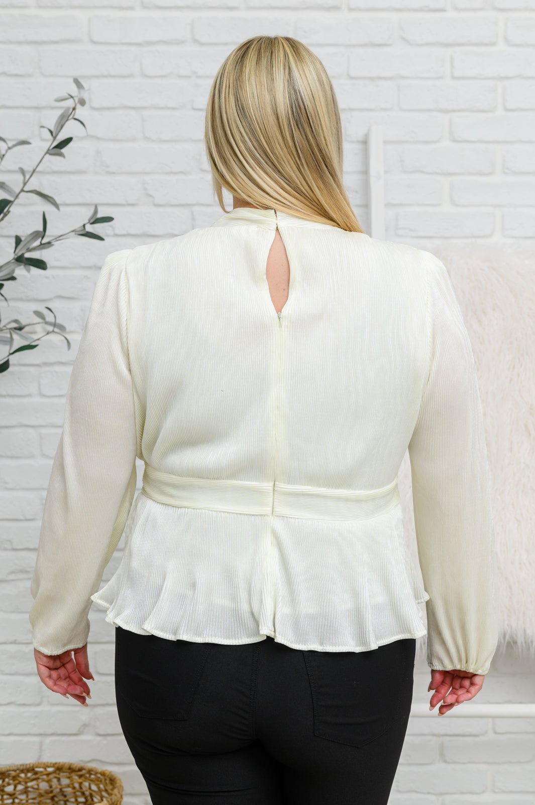 Xanidu Long Sleeve V Neck Blouse in White - Simply Polished Boutique