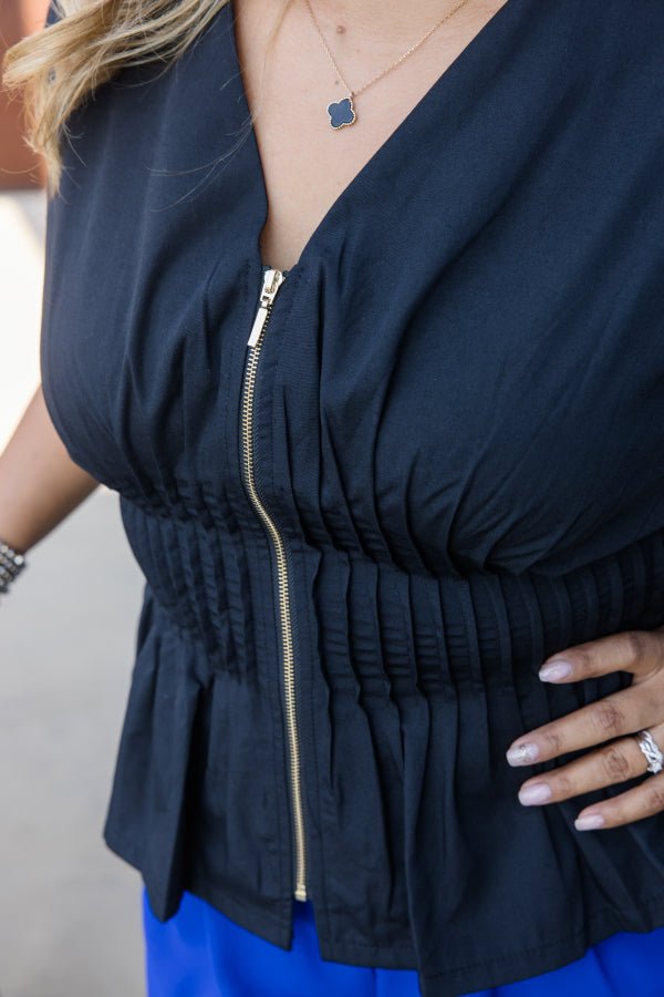 Zip & Flare Blouse - Simply Polished Boutique
