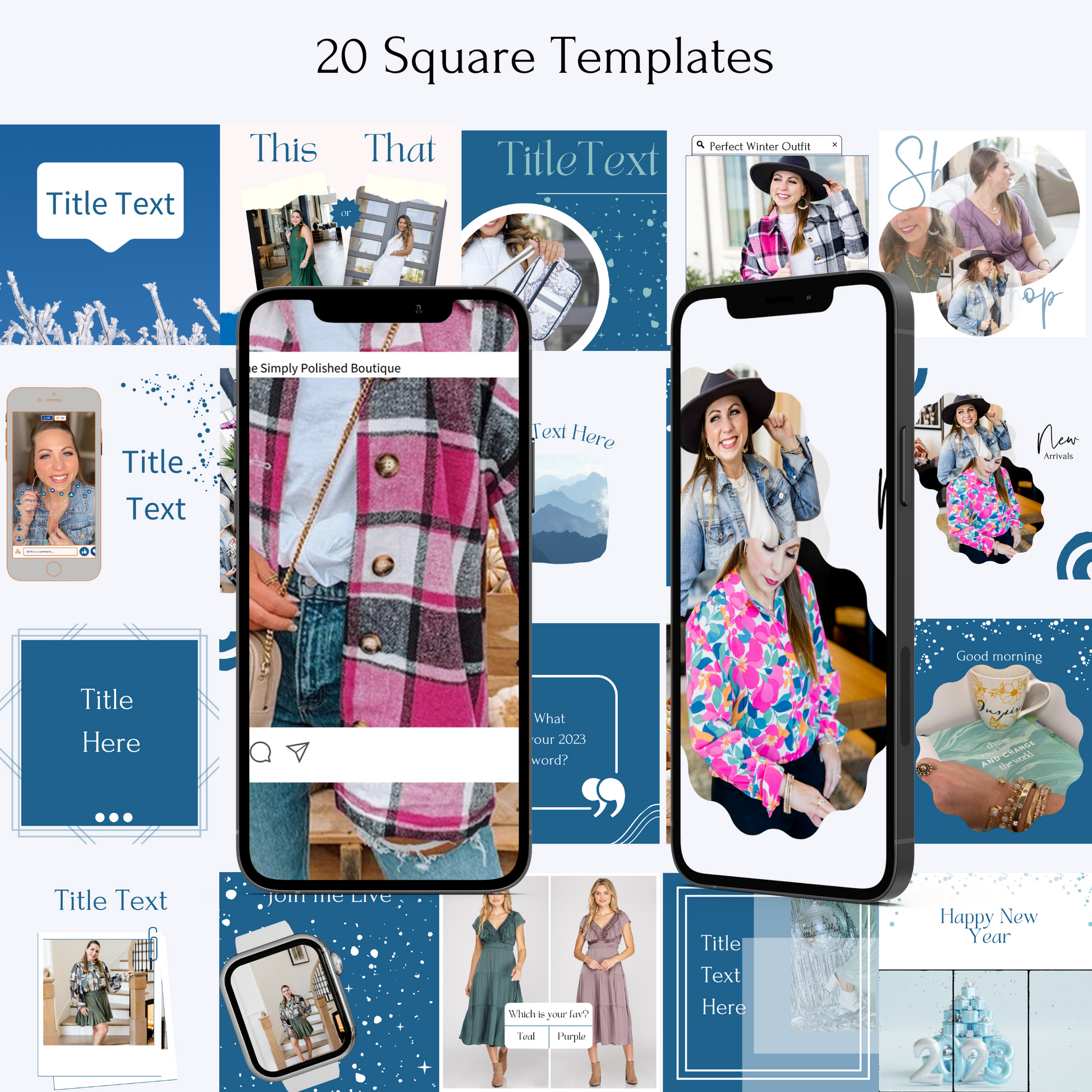 Instagram Templates/Social Media Templates, Highlight Covers, Story Templates, Snow Flake Themed Templates - Simply Polished Boutique