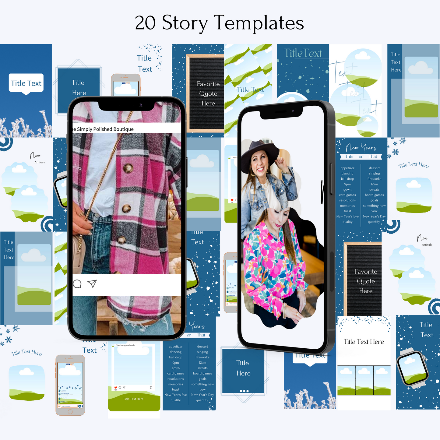 Instagram Templates/Social Media Templates, Highlight Covers, Story Templates, Snow Flake Themed Templates - Simply Polished Boutique