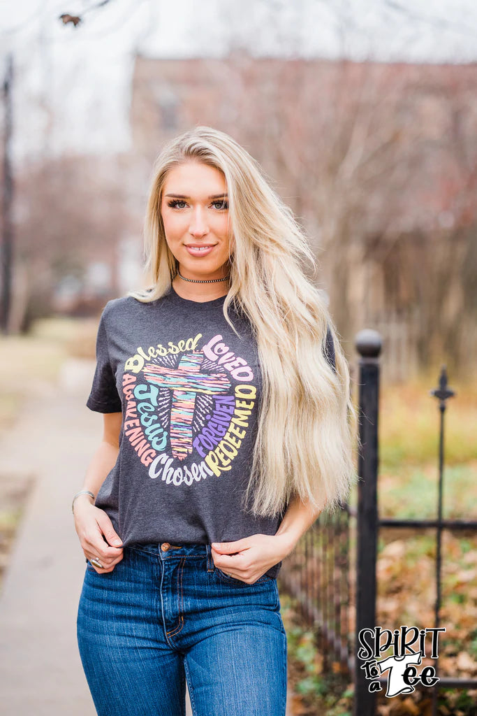 Blessed Paintbrush Cross Tee - Simply Polished Boutique